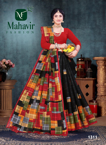 Black Geometrical Pure Cotton Malmal Chokda AB