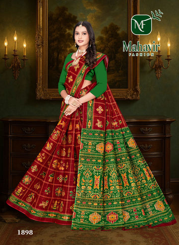 Navakoti Red Pure Cotton Malmal Chokda AN
