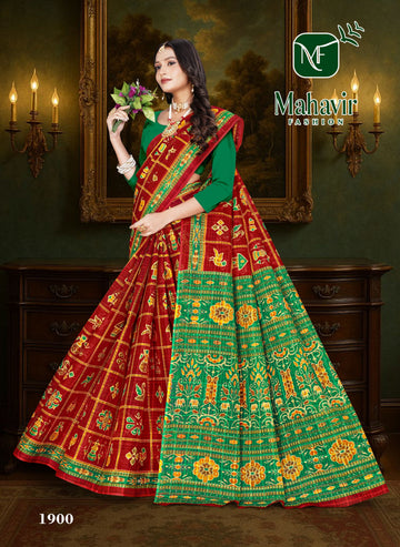 Navakoti Red Pure Cotton Malmal Chokda AN