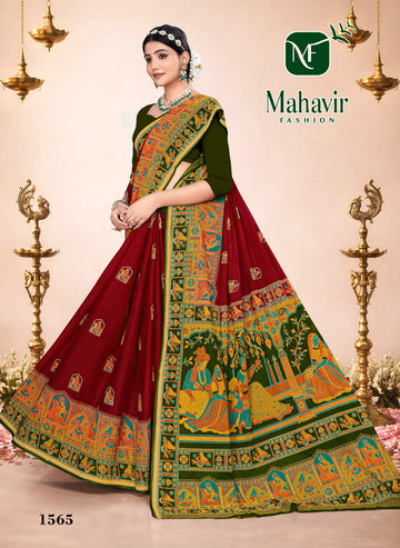 Maroon Pure Cotton Soft Finish Malmal Saree