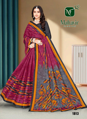 Fancy Pink Pure Cotton Malmal Saree