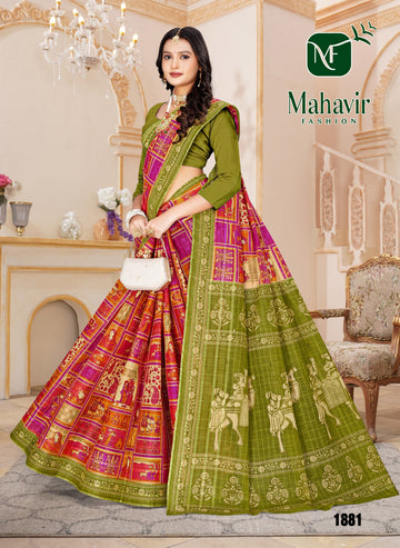 Rich Position Printed Green Pure Cotton Malmal Chokda Saree