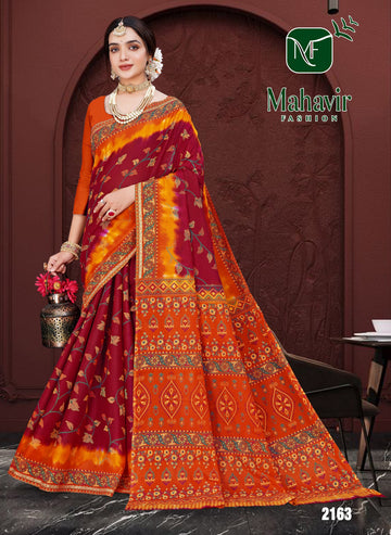 Red Pure Cotton Malmal Soft Finish Saree