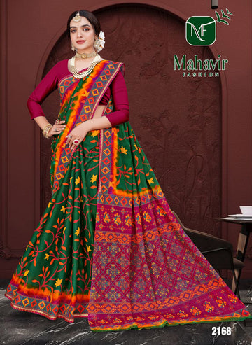 Green Pure Cotton Malmal Soft Finish Saree