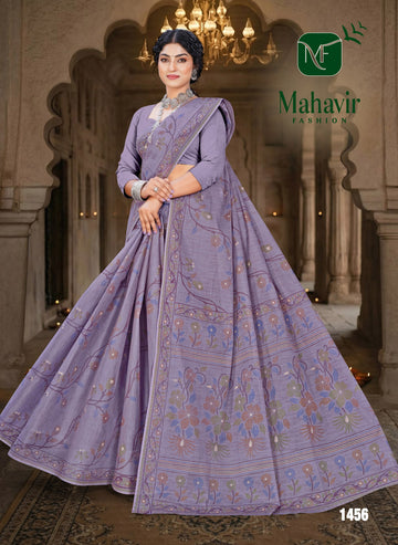 Pastel Lavender Pure Cotton Malmal Saree