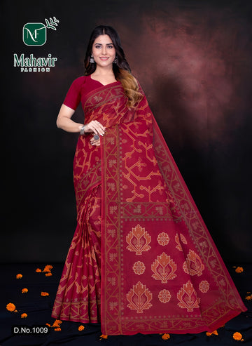 Purnima Jaquard Red Pure Cotton Malmal