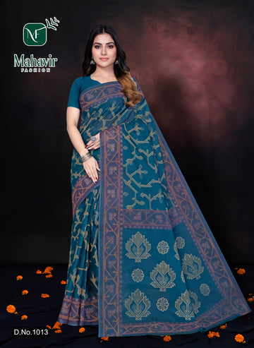 Purnima Jaquard Dusty Blue Pure Cotton Malmal