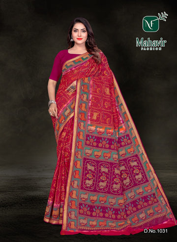 Vanshika Red Resham Zari Patti