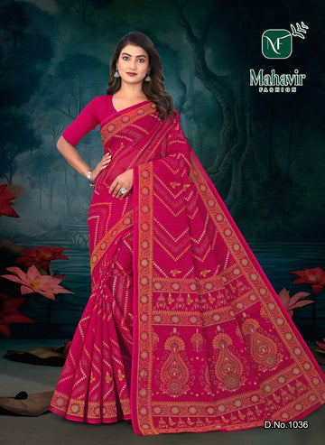 Rukmani Pink Pure Cotton Malmal