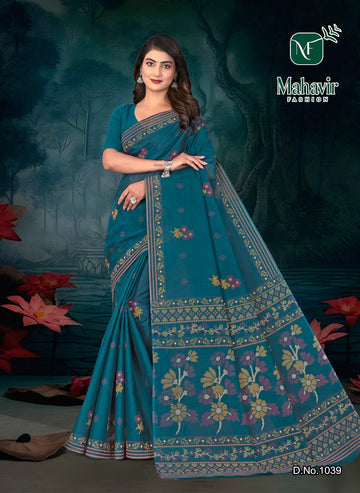 Rukmani Dusty Blue Pure Cotton Malmal