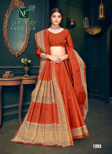 Madhuwanti Rust Pure Cotton Malmal