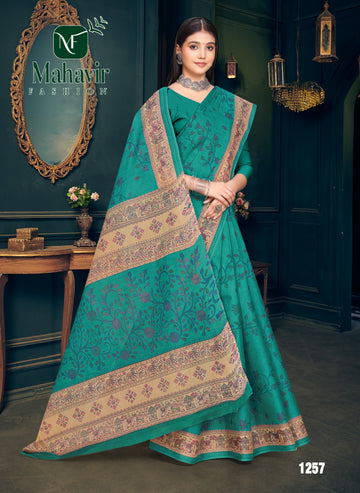 Madhuwanti Sea Green Pure Cotton Malmal