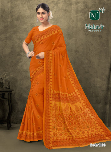 Gold Pure Cotton Malmal Saree