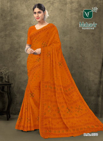 Gold Pure Cotton Malmal Saree