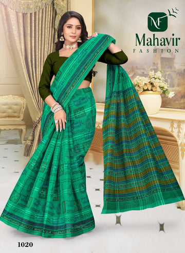 Rang Manch Pestle Green Doria Pure Cotton Malmal