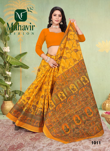 Baluchari Pestle Gold Doria Pure Cotton Malmal