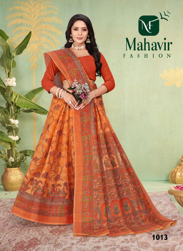 Baluchari Pestle Rust Doria Pure Cotton Malmal