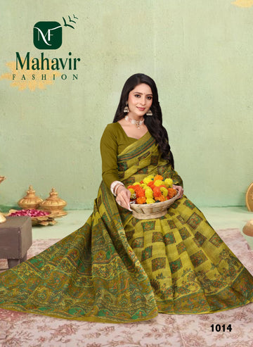 Baluchari Pestle Green Doria Pure Cotton Malmal
