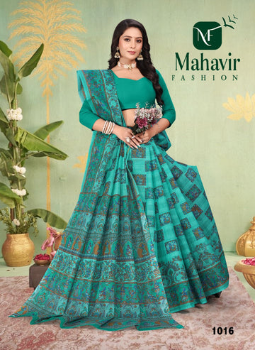 Baluchari Pestle Sea Green Doria Pure Cotton Malmal