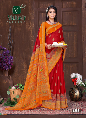 Hemadri Red Resham Zari patti